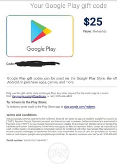 Google play gift card جوجل بلاي كارد امريكي 0