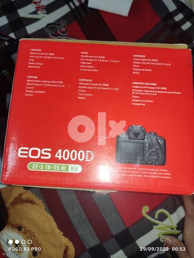 camera canon 4000D lens 18/55 bag,box,card memory and catalog 10