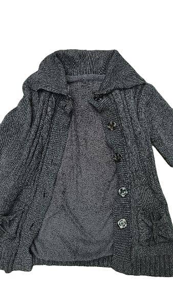 knitted grey cardigan jacket lined with fur 1